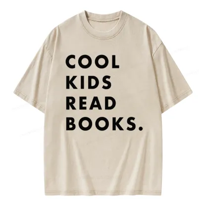 Pagewings Cool Kids Read Books  Unisex Washed T-shirt