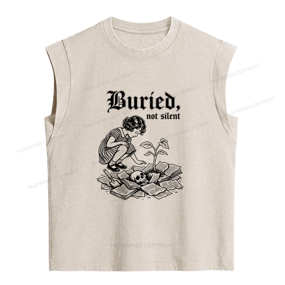 Pagewings  Dark Humor Skull Women's Washed Tank Top