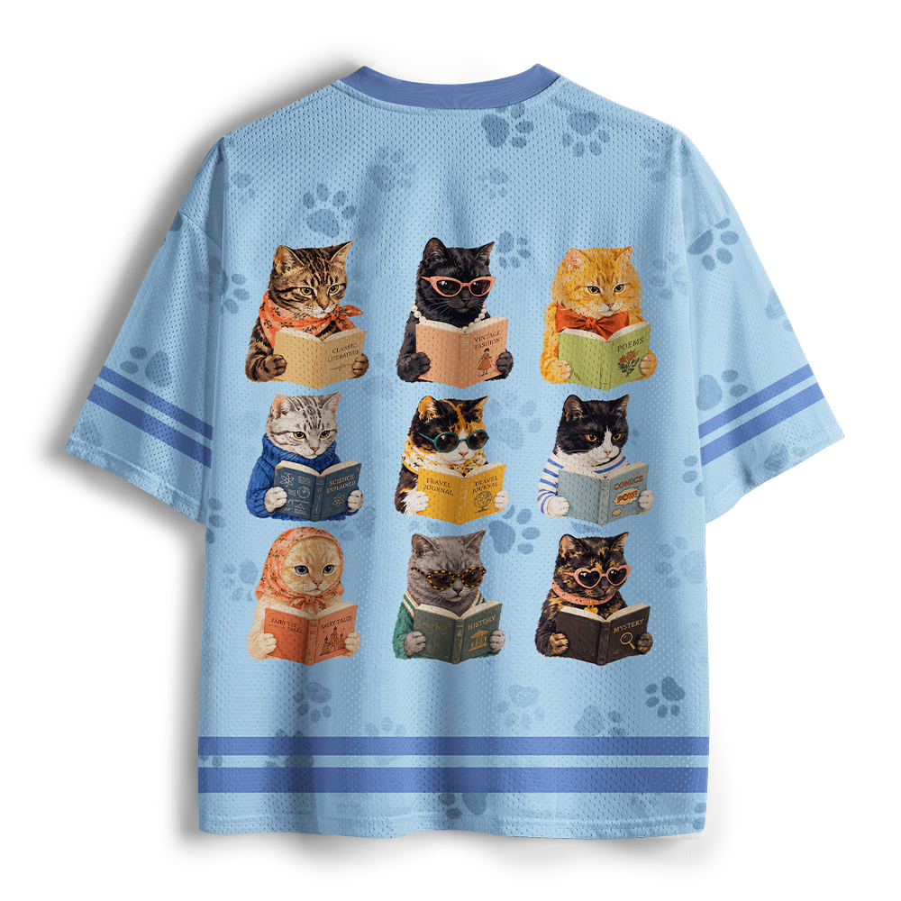 Pagewings Bookish Cat Unisex Mesh Jersey