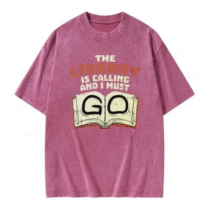 Pagewings The Library Is Calling And I Must Go Unisex Washed T-shirt