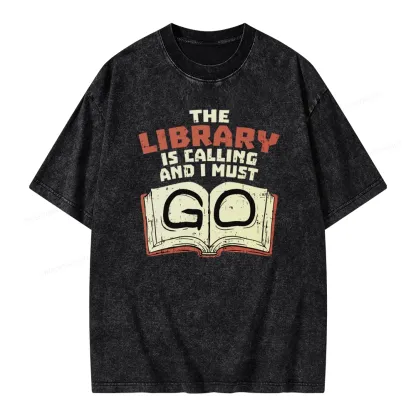 Pagewings The Library Is Calling And I Must Go Unisex Washed T-shirt