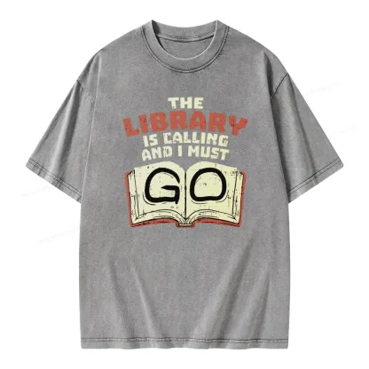 Pagewings The Library Is Calling And I Must Go Unisex Washed T-shirt