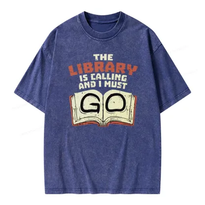 Pagewings The Library Is Calling And I Must Go Unisex Washed T-shirt