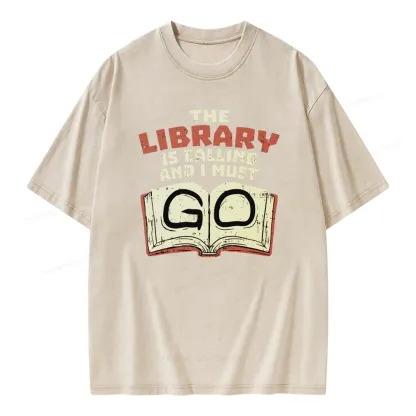 Pagewings The Library Is Calling And I Must Go Unisex Washed T-shirt