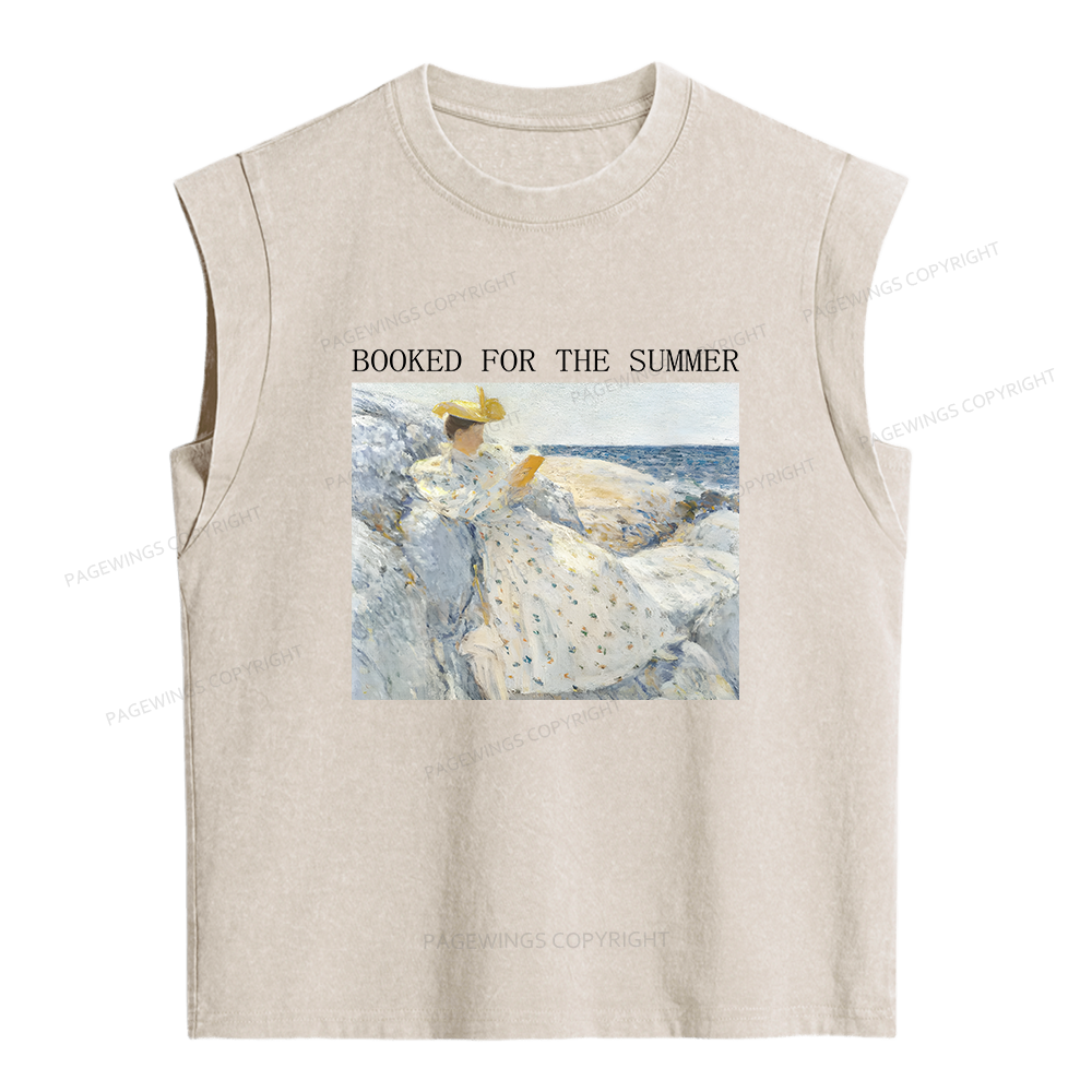 Pagewings Booked For The Summer Women's Washed Tank Top