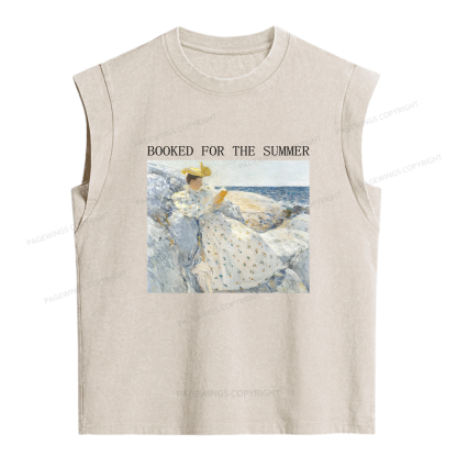 Pagewings Booked For The Summer Women's Washed Tank Top