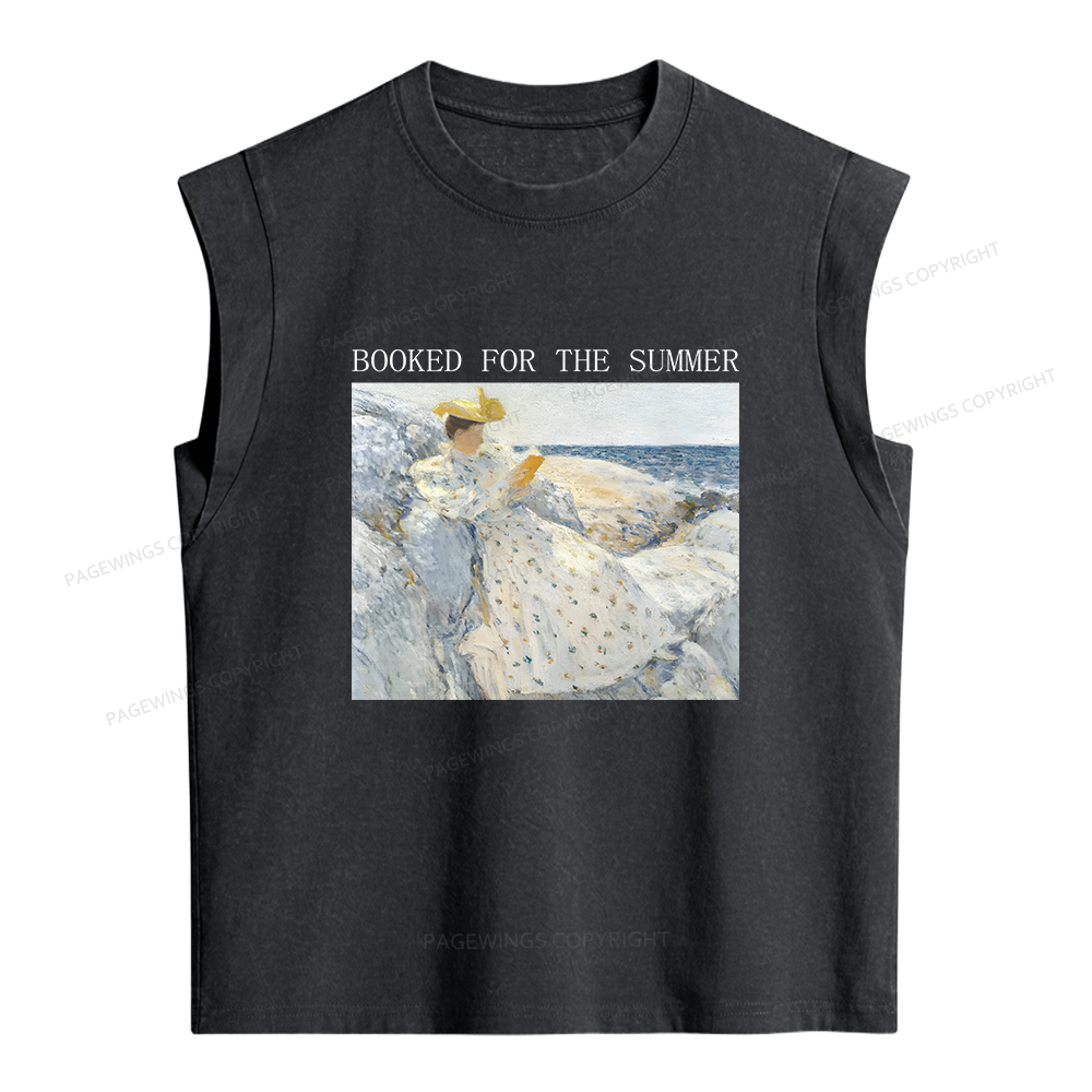 Pagewings Booked For The Summer Women's Washed Tank Top