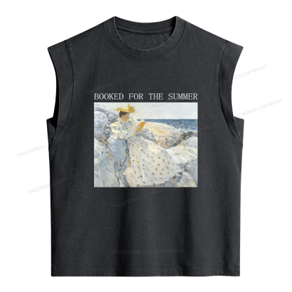 Pagewings Booked For The Summer Women's Washed Tank Top