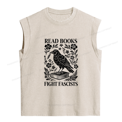 Pagewings Read Books Fight Fascists Women's Washed Tank Top