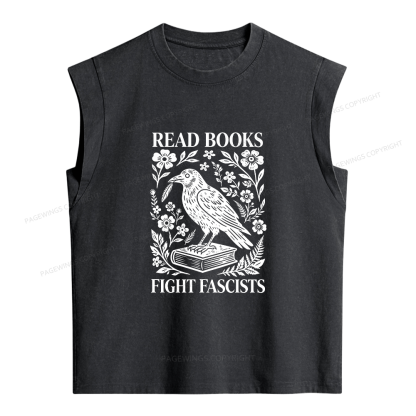Pagewings Read Books Fight Fascists Women's Washed Tank Top