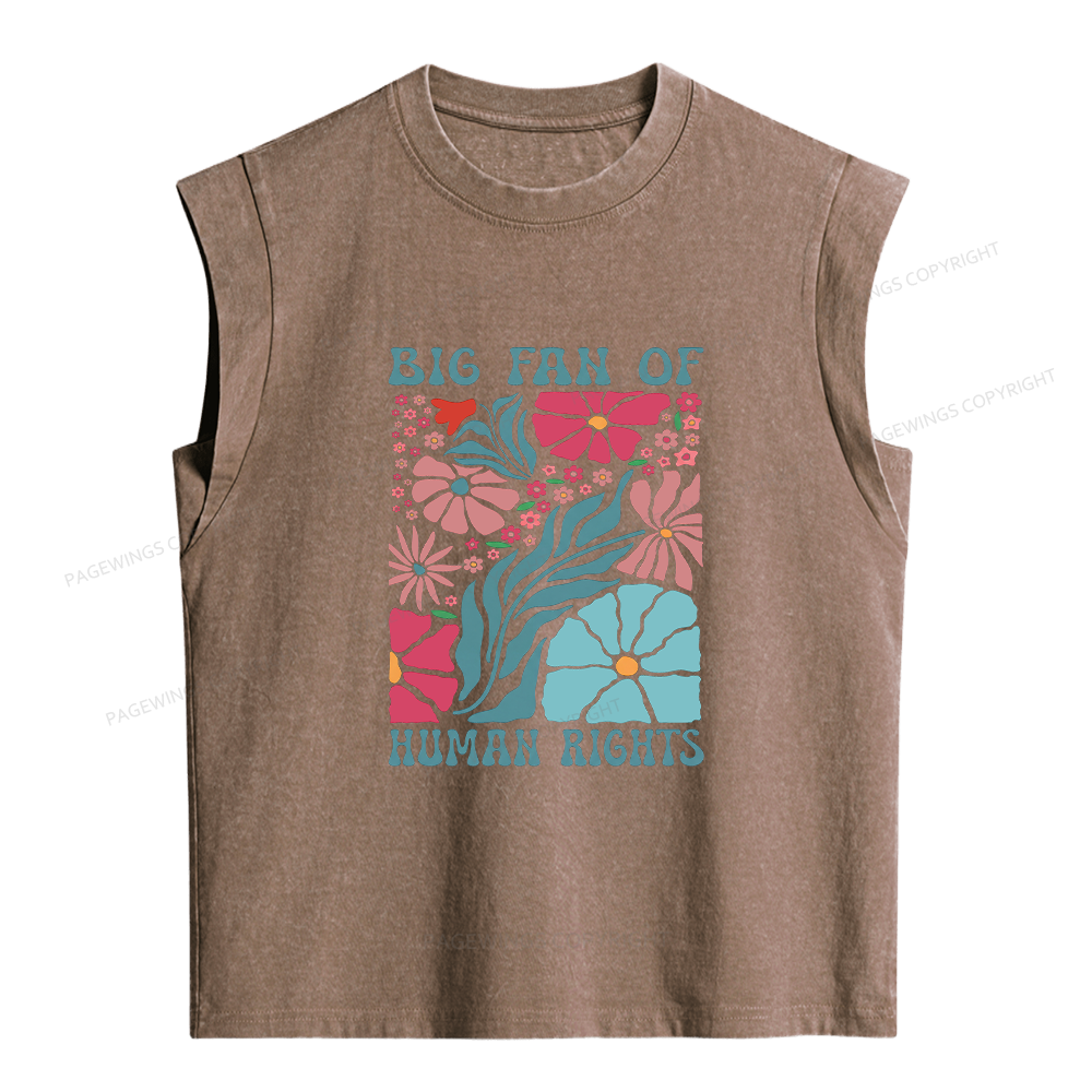 Pagewings Big Fan Of Human Rights Women's Washed Tank Top