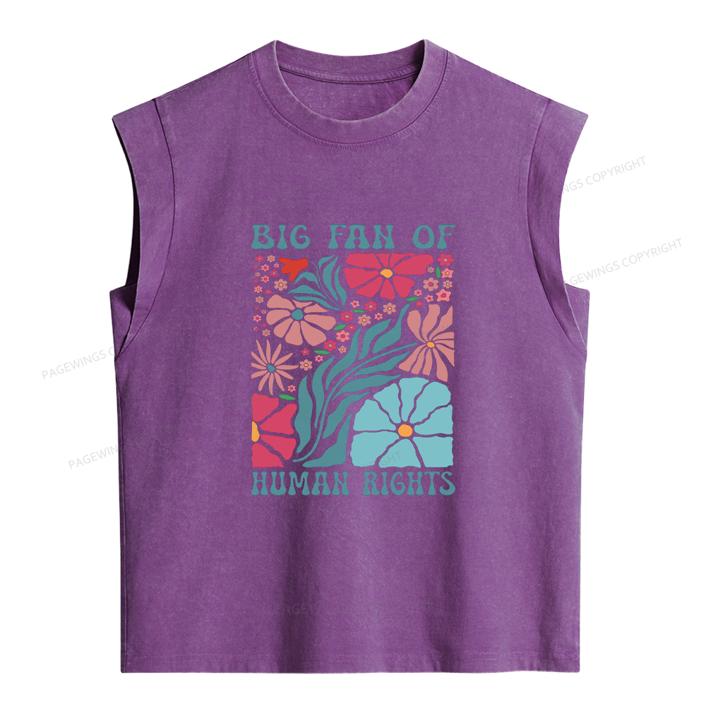 Pagewings Big Fan Of Human Rights Women's Washed Tank Top