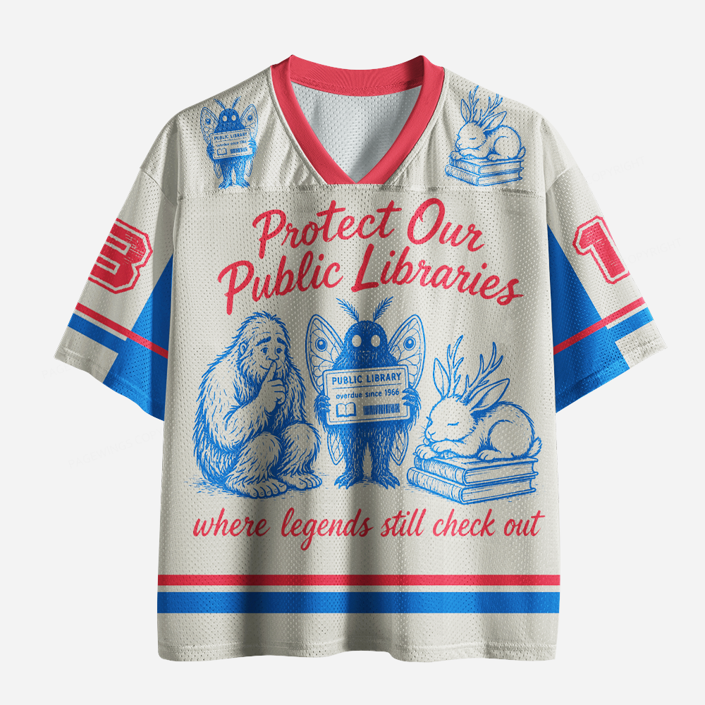 Pagewings Protect Our Public Libraries Unisex Mesh Jersey