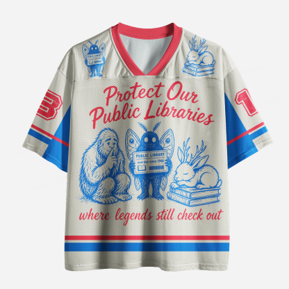 Pagewings Protect Our Public Libraries Unisex Mesh Jersey