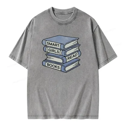 Pagewings Smart Girls Read Books Unisex Washed T-shirt