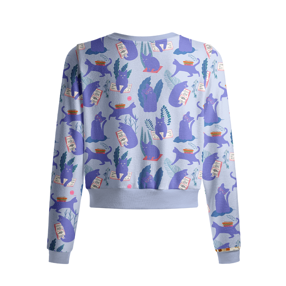 Pagewings Cat Book Lover Crew Neck Cardigan Sweaters