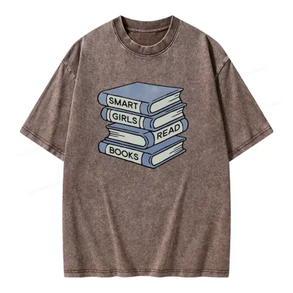 Pagewings Smart Girls Read Books Unisex Washed T-shirt