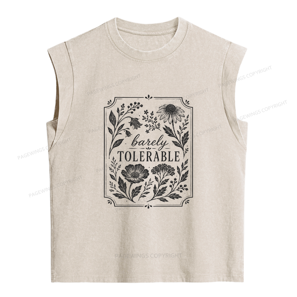 Pagewings Barely Tolerable Women's Washed Tank Top