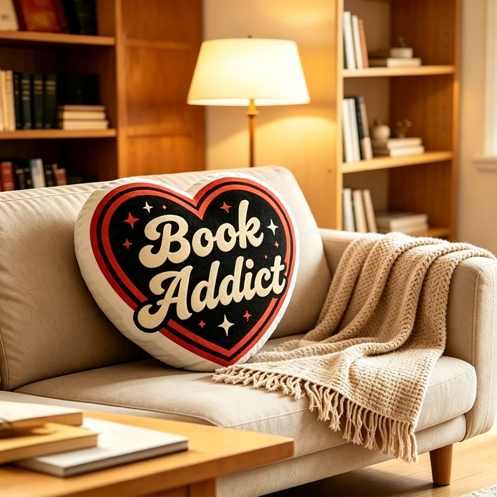 Pagewings Book Addict Shaped Throw Pillow