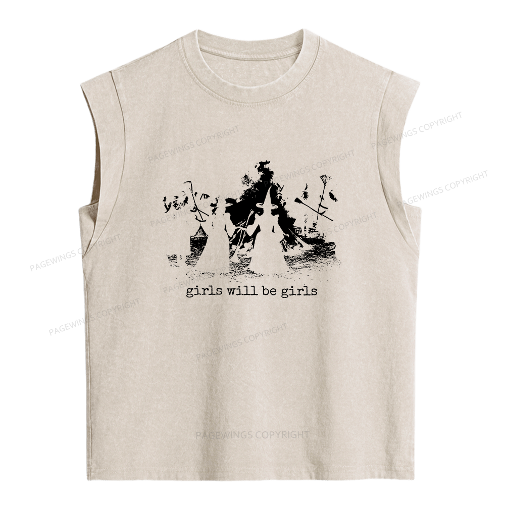 Pagewings Girls Will Be Girls Women's Washed Tank Top