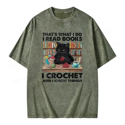Pagewings I Read Books I Crochet And I Know Things Unisex Washed T-shirt