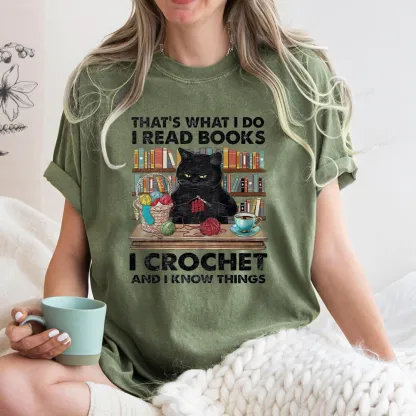 Pagewings I Read Books I Crochet And I Know Things Unisex Washed T-shirt