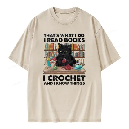 Pagewings I Read Books I Crochet And I Know Things Unisex Washed T-shirt