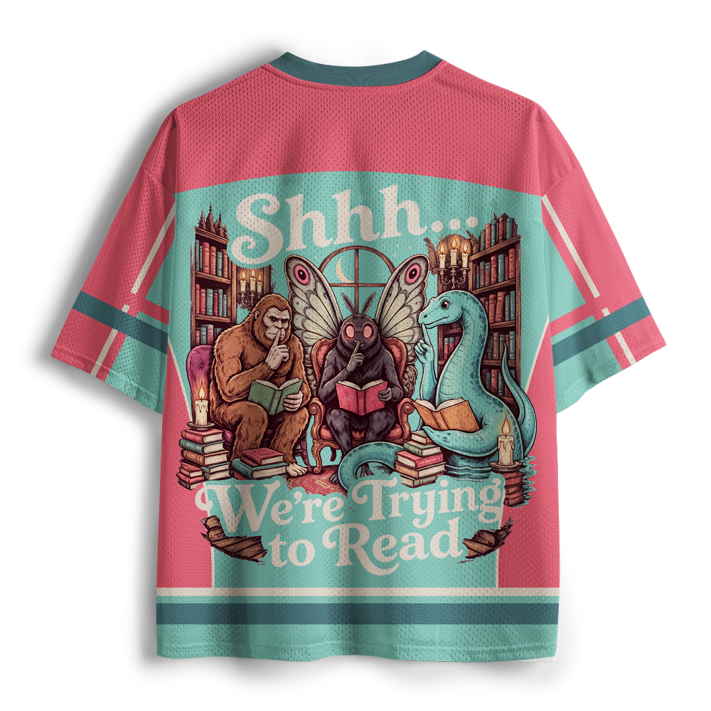 Pagewings We're Trying to Read Unisex Mesh Jersey
