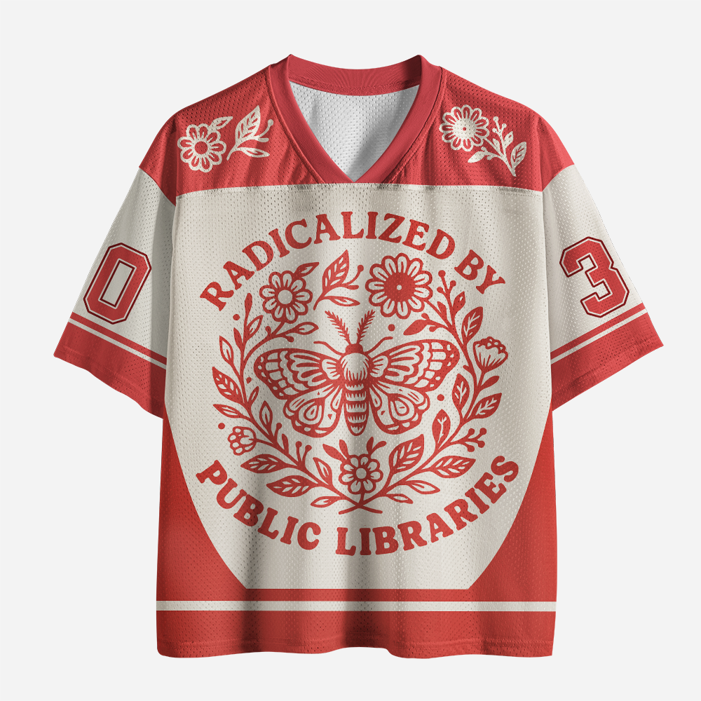 Pagewings Radicalized By Public Libraries Unisex Mesh Jersey