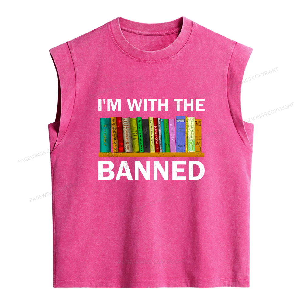 Pagewings I'm With The Banned Women's Washed Tank Top