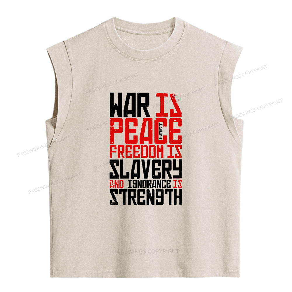 Pagewings War Is Peace Freedom Is Slavery Women's Washed Tank Top