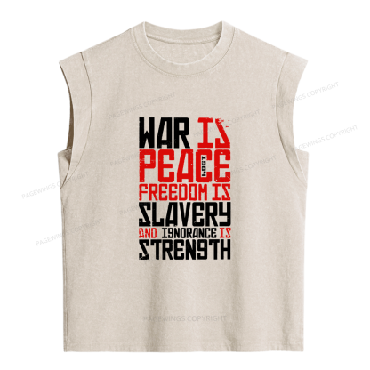 Pagewings War Is Peace Freedom Is Slavery Women's Washed Tank Top