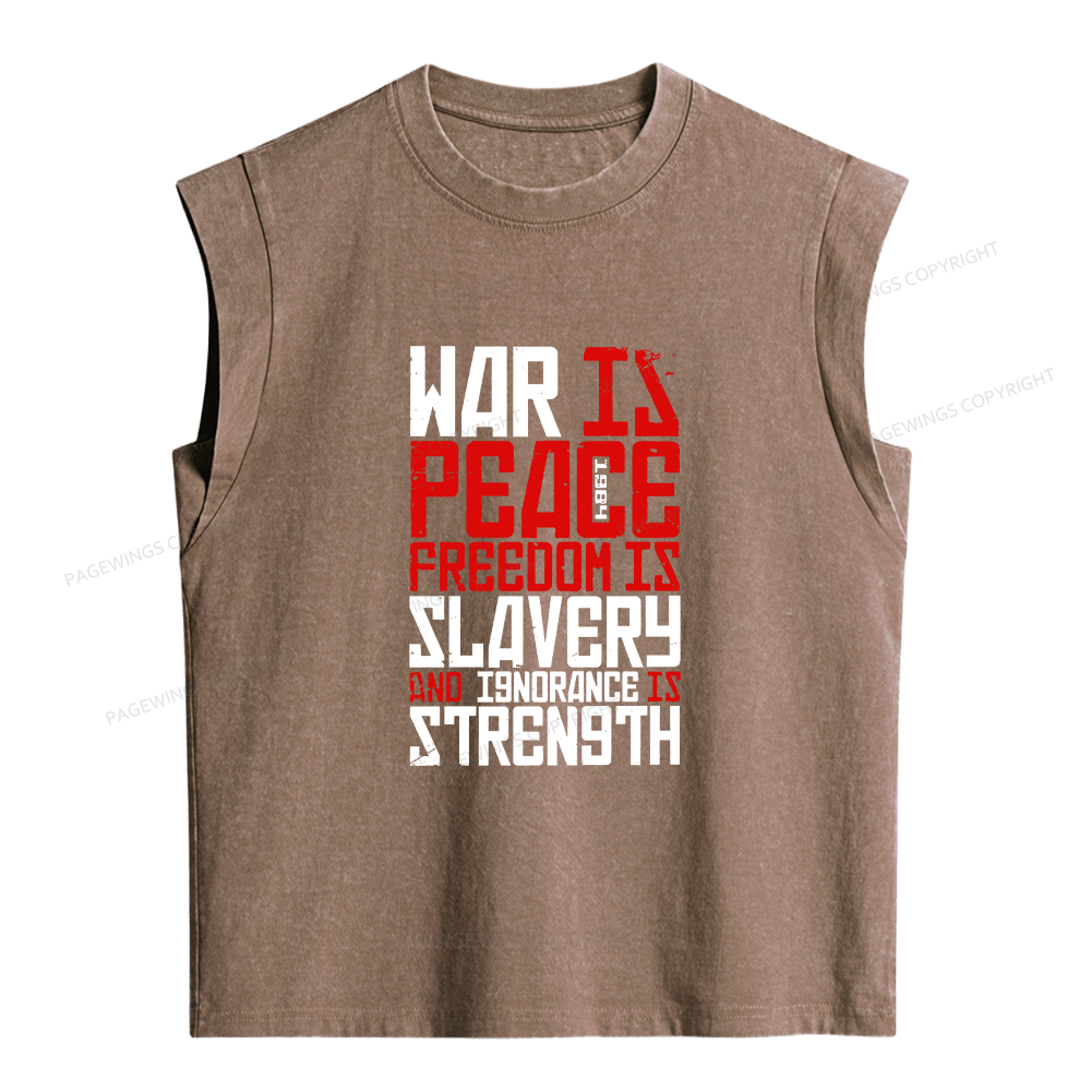 Pagewings War Is Peace Freedom Is Slavery Women's Washed Tank Top