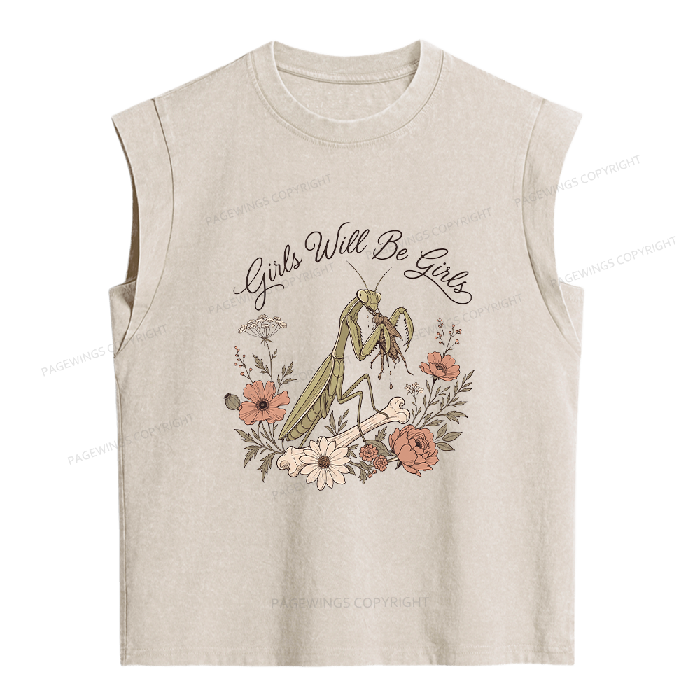 Pagewings Girls Will Be Girls Women's Washed Tank Top
