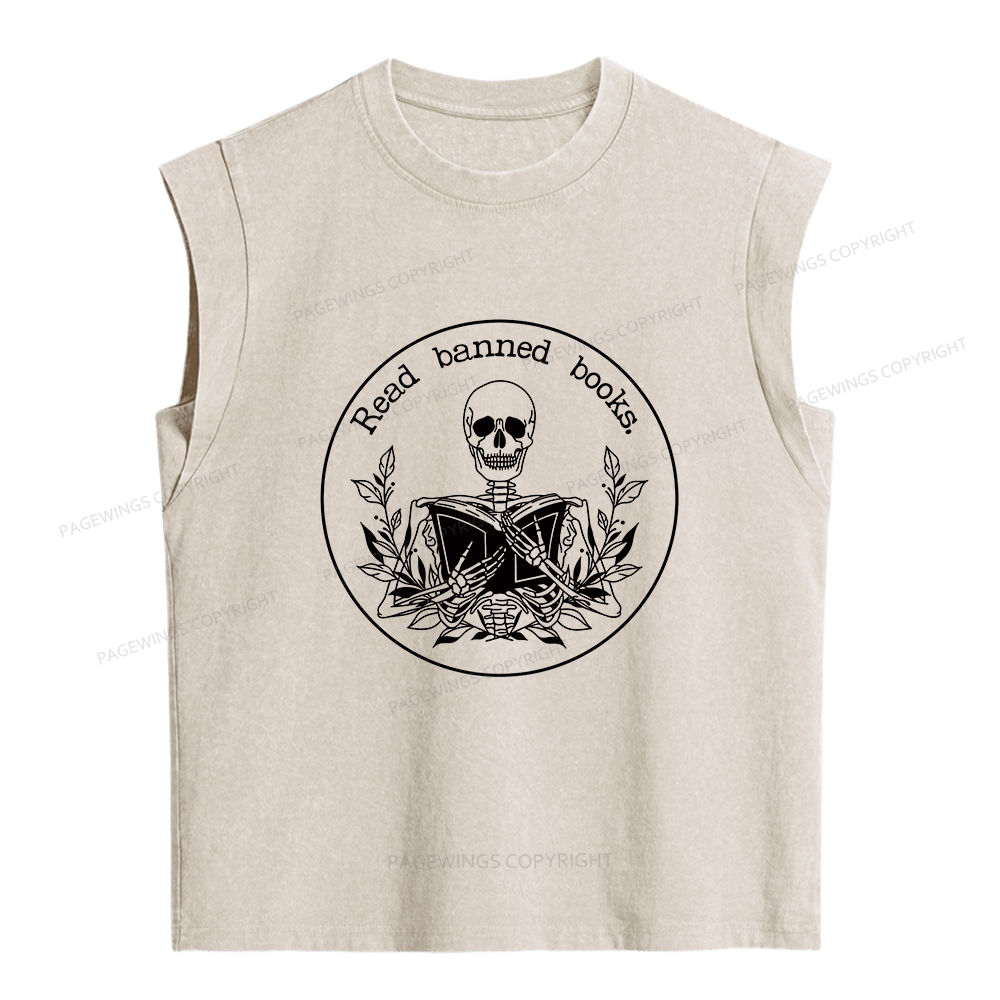 Pagewings Read Banned Books Women's Washed Tank Top