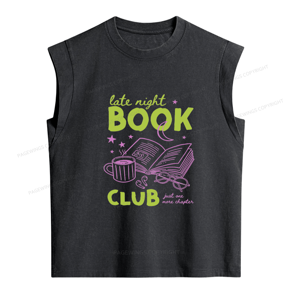 Pagewings Late Night Book Club Women's Washed Tank Top