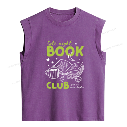 Pagewings Late Night Book Club Women's Washed Tank Top