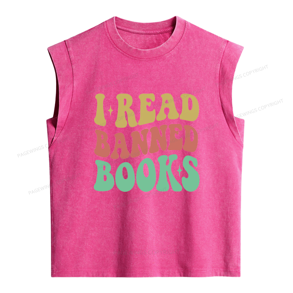 Pagewings I Read Banned Books Women's Washed Tank Top