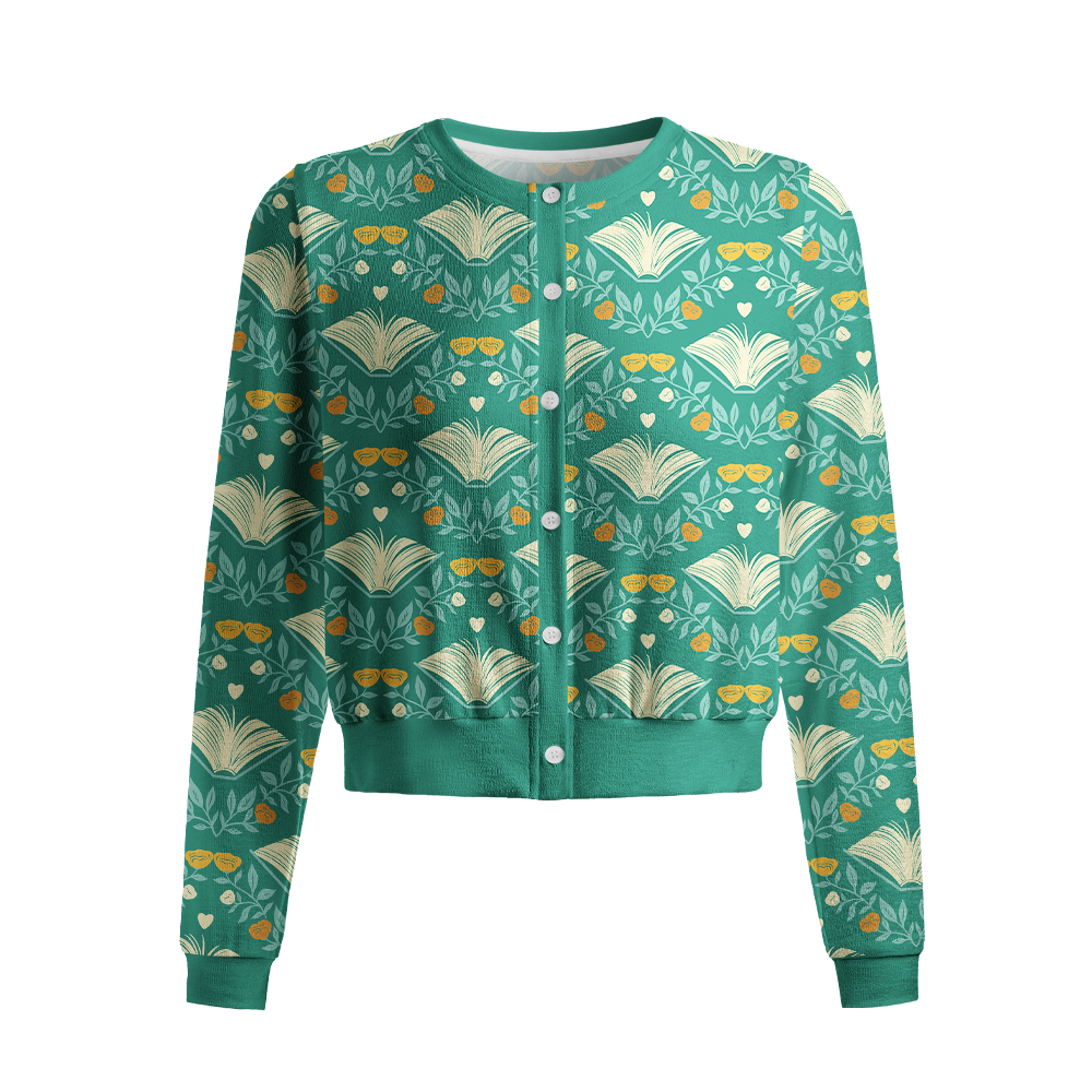 Pagewings Bookish Vibe Crew Neck Cardigan Sweaters