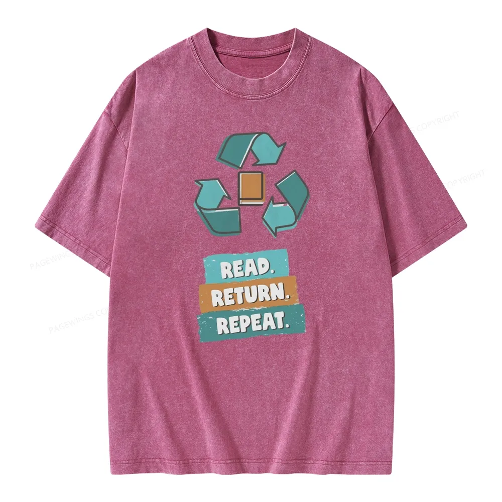 Pagewings Read Return Repeat Unisex Washed T-shirt