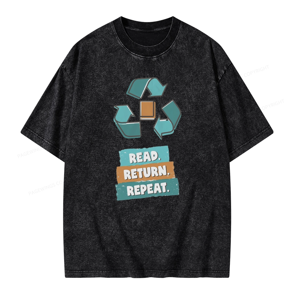 Pagewings Read Return Repeat Unisex Washed T-shirt