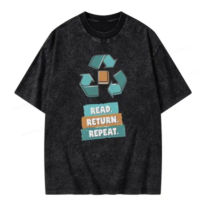 Pagewings Read Return Repeat Unisex Washed T-shirt