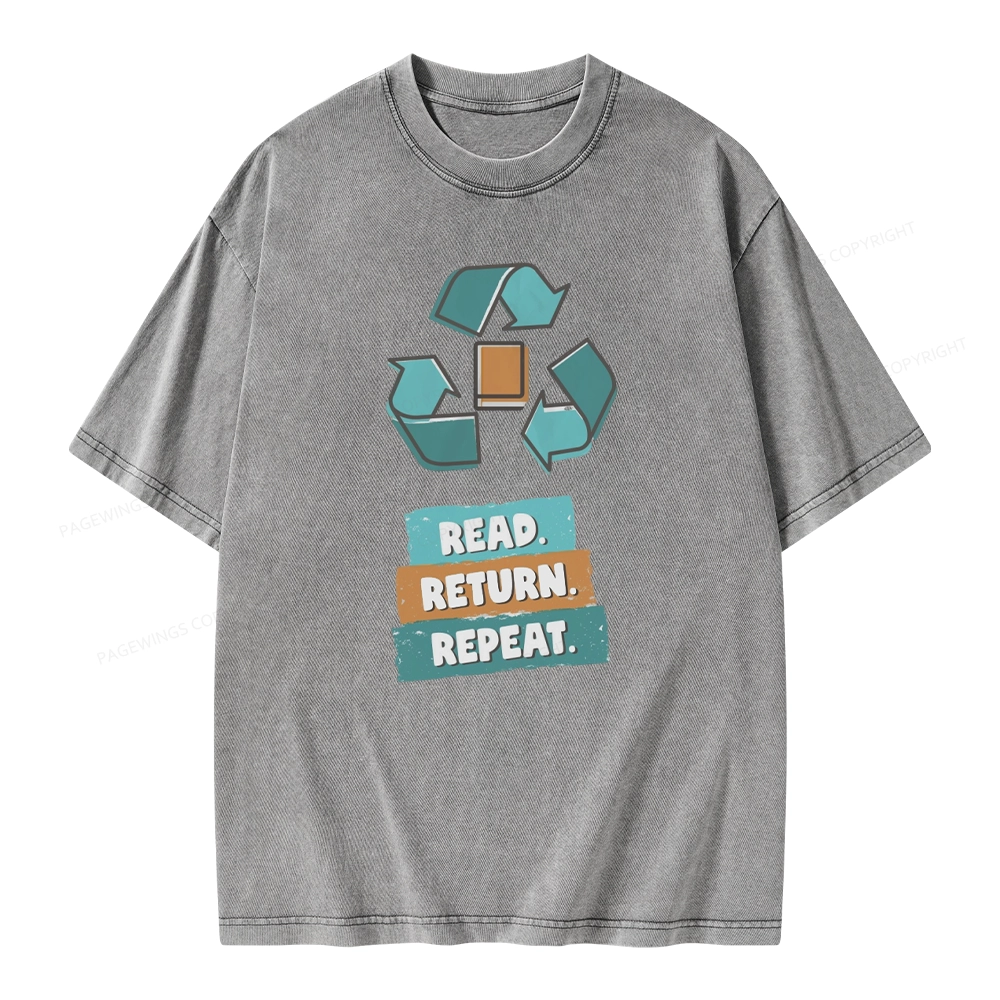 Pagewings Read Return Repeat Unisex Washed T-shirt