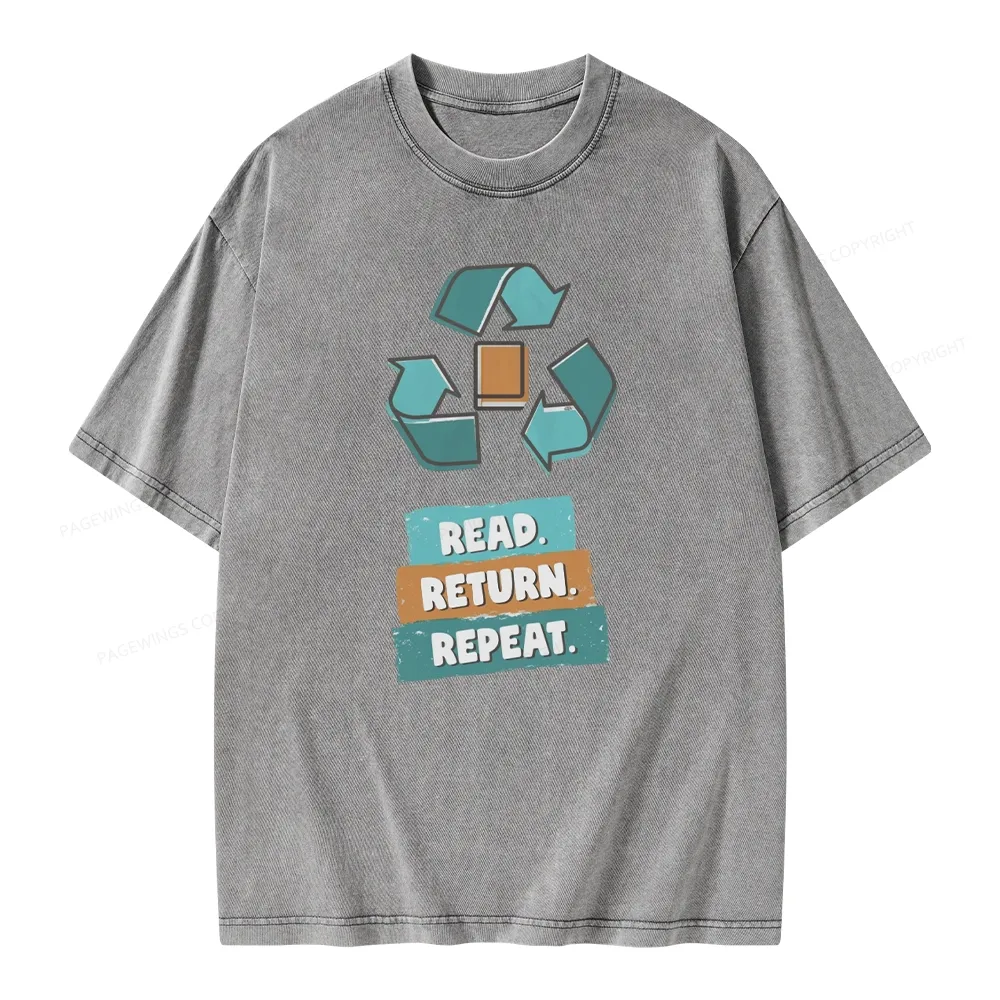 Pagewings Read Return Repeat Unisex Washed T-shirt