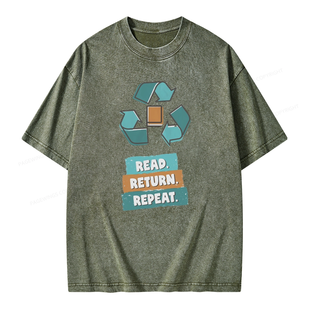 Pagewings Read Return Repeat Unisex Washed T-shirt