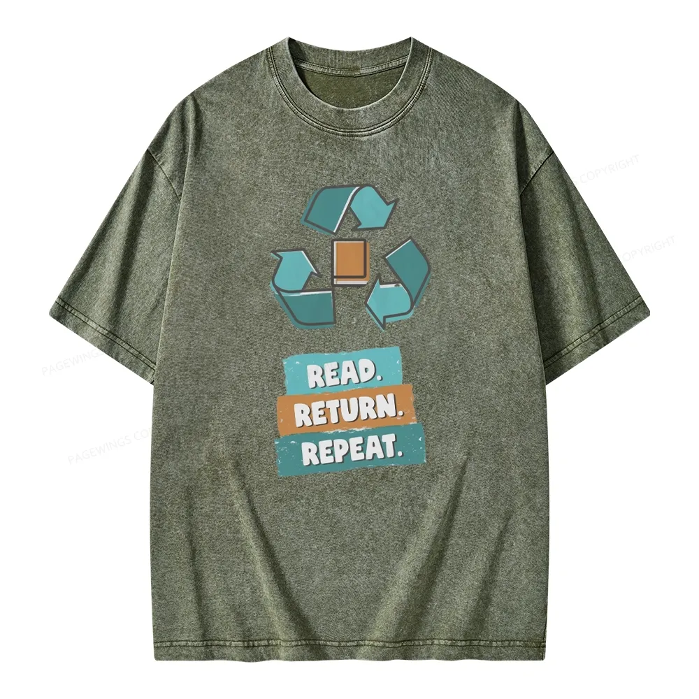 Pagewings Read Return Repeat Unisex Washed T-shirt