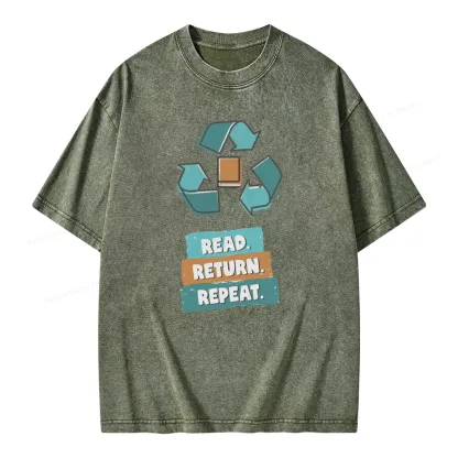 Pagewings Read Return Repeat Unisex Washed T-shirt