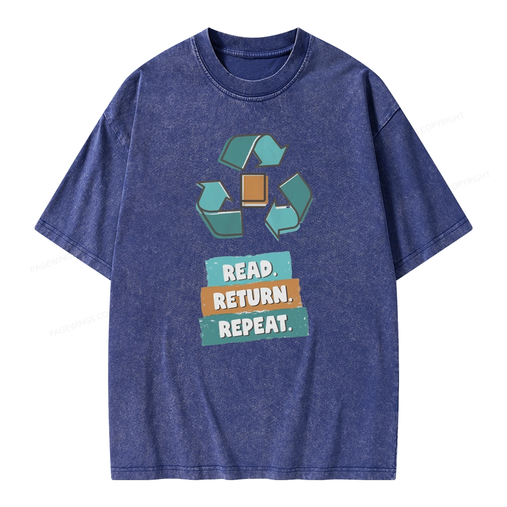 Pagewings Read Return Repeat Unisex Washed T-shirt