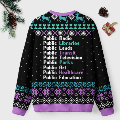 Pagewings Public Libraries Unisex Ugly Light Knit Sweatshirt