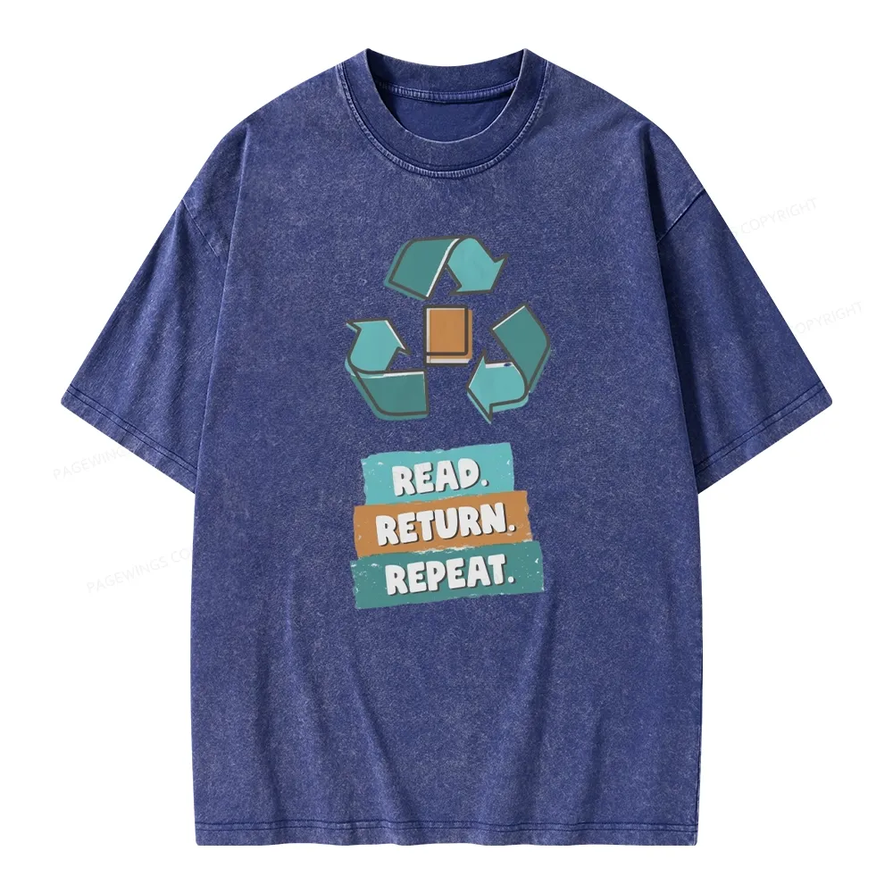 Pagewings Read Return Repeat Unisex Washed T-shirt